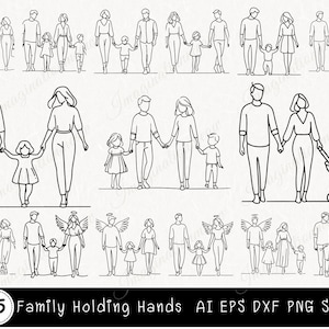 Bundle SVG famille, famille Svg, père, mère, fille et fils, Svg fête des pères, père et enfants, Svg dessiné à la main