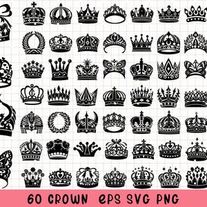 Crown Clipart Bundle, Royal SVG, Queen Tiara PNG, Luxury Design Art, King Crown Silhouette, Princess Clipart, Regal Emblem SVG