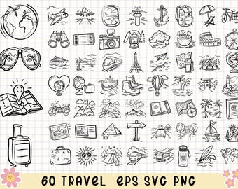 Travel SVG, Travel Clipart Bundle, Vacation Svg, Adventure Svg, Traveling Svg, Funny Travel Svg, Travel Mode Svg, Hand Drawn Line Art
