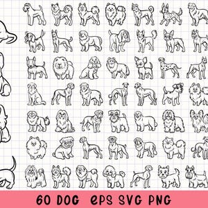 Dog Clipart Bundle, Dog Breeds SVG, Puppy SVG, Dog PNG, Pet Doodles, Cute Dog Illustrations, Cartoon Dog Art, Hand-Drawn Puppy