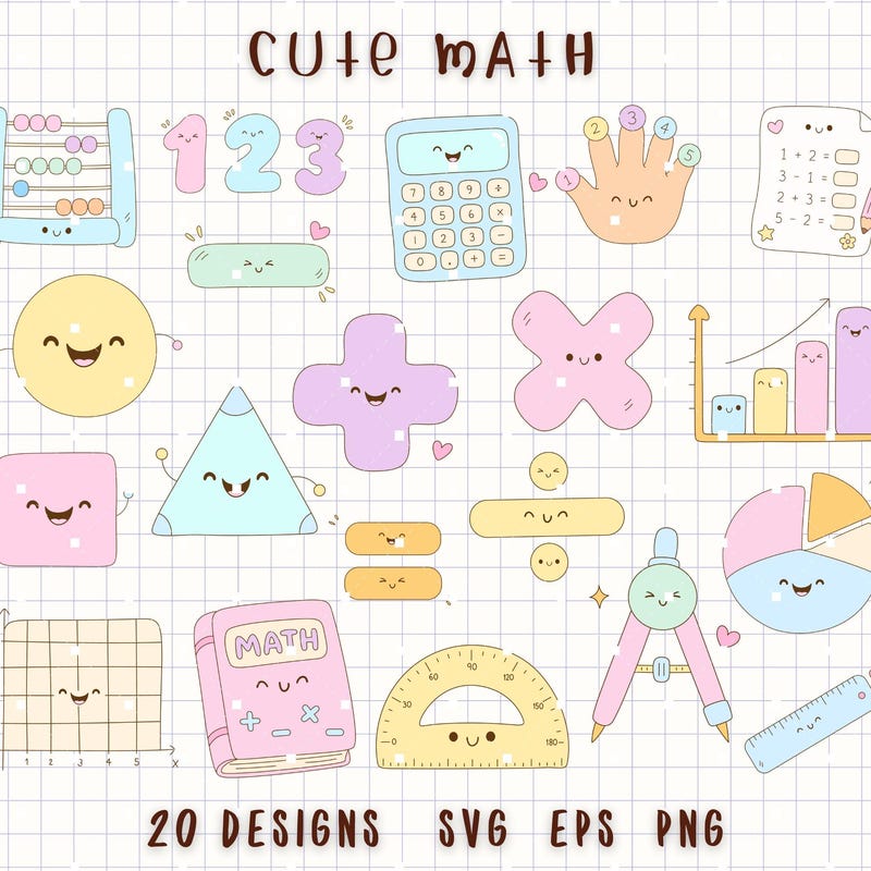 Geometry Cute Cute Maths Clipart - Etsy