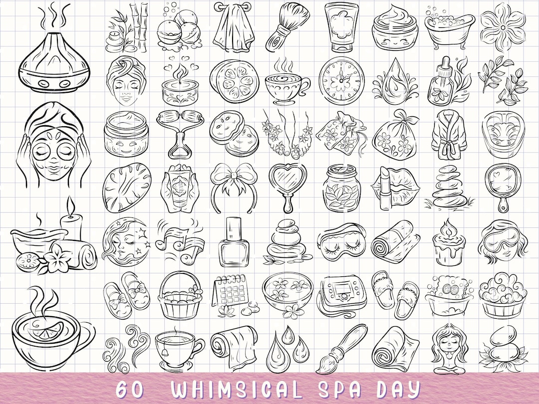 Spa Svg Bundle, Self Care Svg, Wellness Clipart Svg, Hand-drawn Spa Art ...