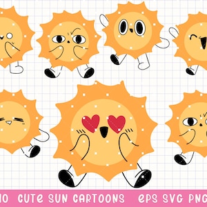 Süße Sonne Cartoon Clipart, Sonnenschein SVG, Sonne süßes Gesicht SVG, Sommer geschnitten Datei, Sonne SVG, Baby Sonne SVG