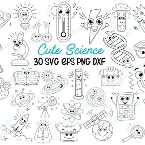 30 Cute Science SVG Designs, Kawaii Science Clipart Bundle, Science Svg, Chemistry SVG, Science Teacher SVG, Chemistry Teacher Svg