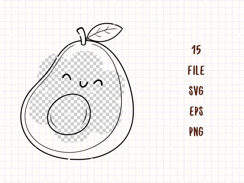 Cute Fruit Line Art SVG Bundle, Kawaii Fruit Outline Clipart Set ...