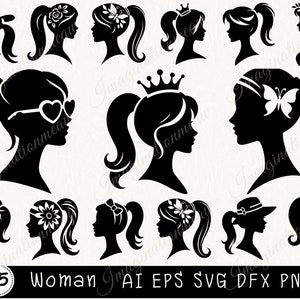 Donna SVG, Bella donna SVG, Donna fiore SVG, Bella ragazza SVG, Donna floreale SVG, Silhouette di donna, file SVG per Cricut