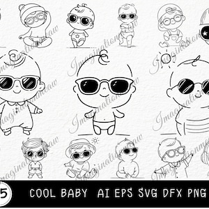 Bébé portant des lunettes de soleil Svg, Svg bébé, Svg bébé cool, Svg baby shower, Svg bébé fille, Svg bébé garçon