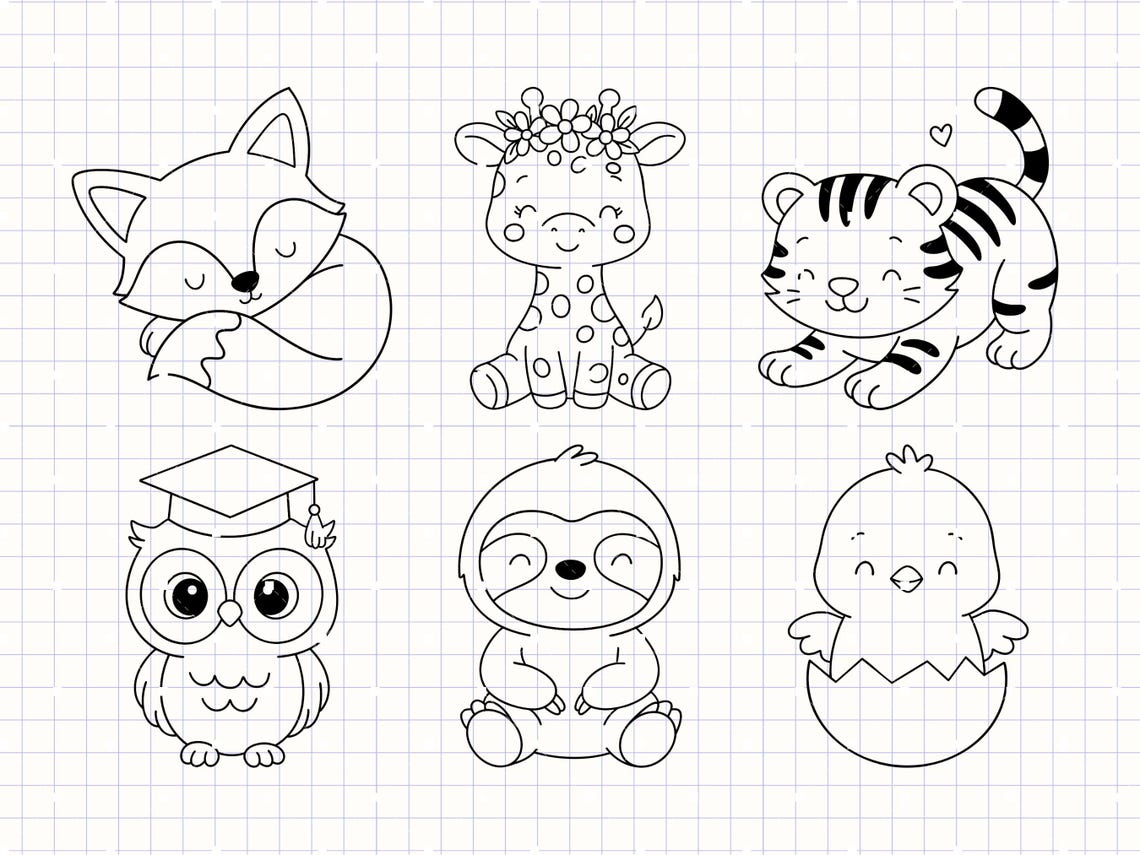 Baby Animal SVG PNG Bundle, Cute Animal Clipart for Nursery Decor, Baby ...