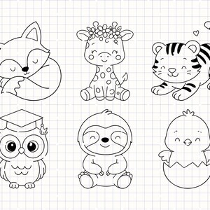 Baby Animal SVG PNG Bundle, Cute Animal Clipart for Nursery Decor, Baby ...
