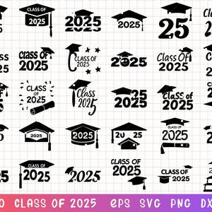 Class of 2025 Svg, Graduation Svg Bundle, Senior 2025 Clipart, Graduation Cap Svg, Graduation Shirt Design, Cricut Graduation Svg