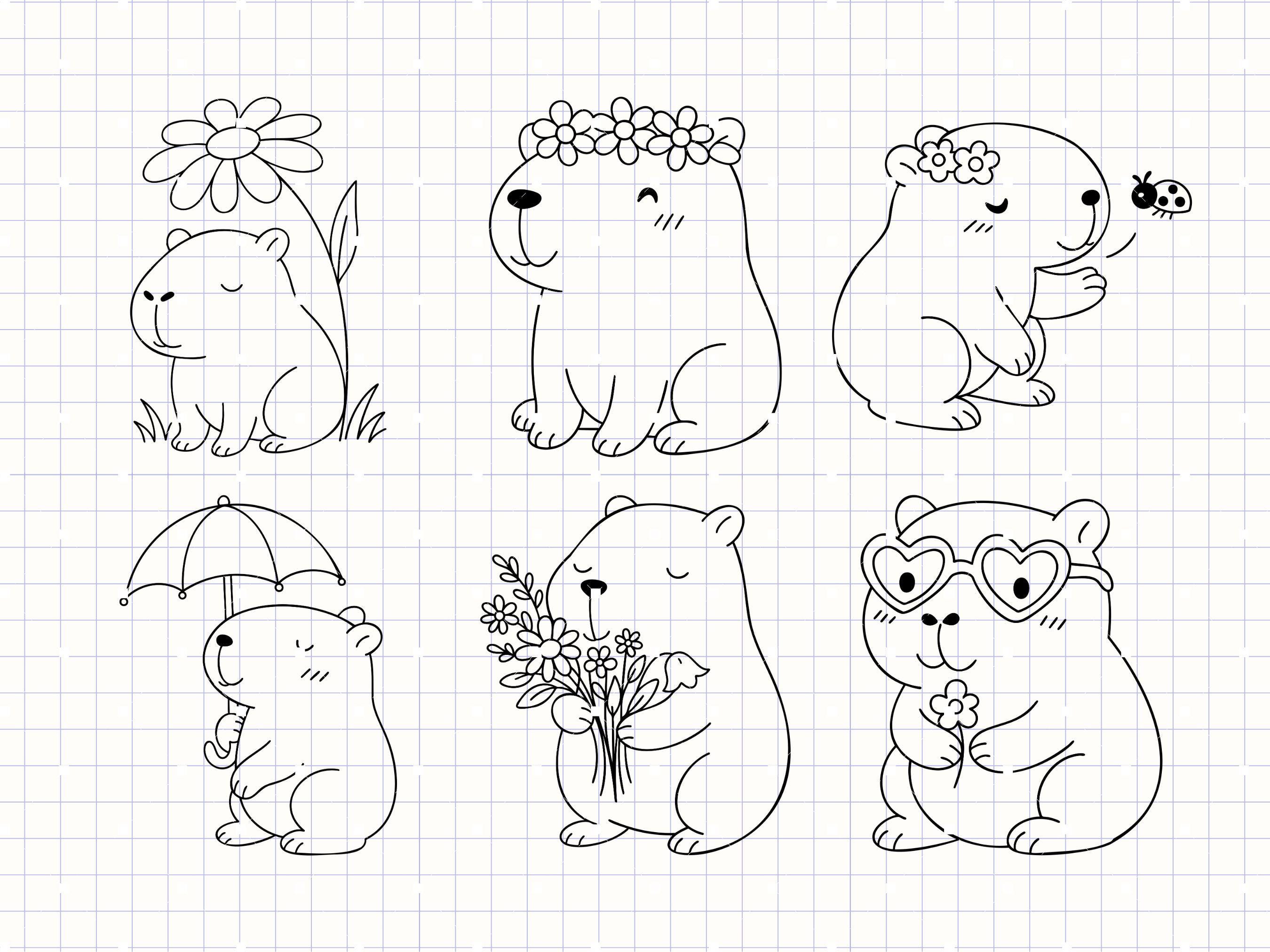 Spring Capybara Printable Spring Capybara SVG PNG Bundle – Cute Capybara Clipart for Cricut ...