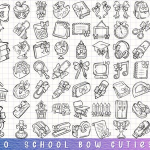 Pacote de SVG Escolar, SVG Escolar Fofo, Clipart de Volta às Aulas, Arte Escolar Desenhada à Mão, Rabiscos Escolares Infantis, Conjunto de Laços para Sala de Aula, SVG de Artesanato para Professores