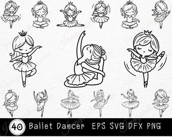Ballet Dancer Svg Bundle, Dancer Svg, Dancer Girl Svg, ballerina line art, Ballet dancer clipart, Dance Svg, Ballerina Svg