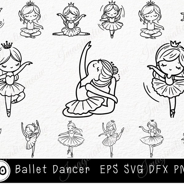 Bundle Svg de danseuse de ballet, danseuse Svg, danseuse fille Svg, dessin au trait ballerine, clipart danseuse de ballet, danse Svg, ballerine Svg