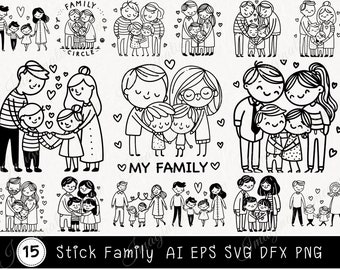 Stick Family Svg Bundle, Stick Family clipart, Stick Family cut files, Huge Pack of Stick Figure Svg, Svg Files for Cricut