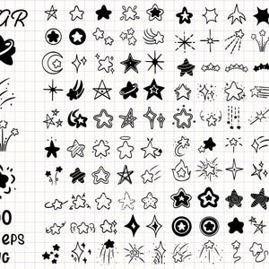 Star clipart-bundel, Sparkle SVG-bundel, sterren clipart, vallende ster SVG, Sparkle PNG, Sparkle clipart, doodle SVG, handgetekende zeer fijne tekeningen