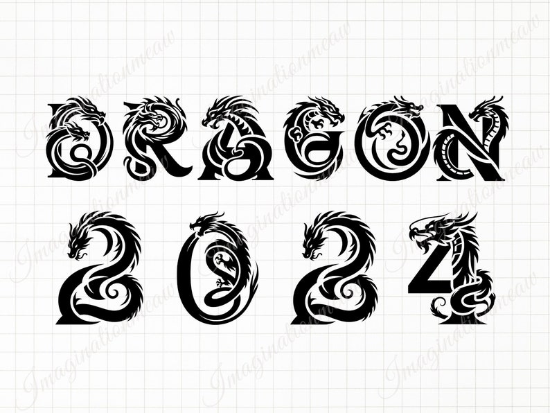 Dragon Alphabet and Numbers Svg, Letter Monogram, Alphabet and Numbers ...