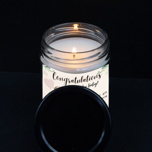 Baby shower candle, baby shower hostess gift, bridal shower hostess gift, baby shower party, gift for woman, girl and boy, white, deco...