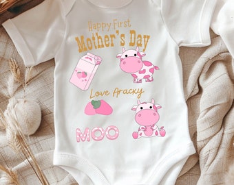 Onesie® Organic Baby Bodysuit Cute Cow first mothers day, first mothers day shirt 2024, our first mothers day shirt, new mommy gift