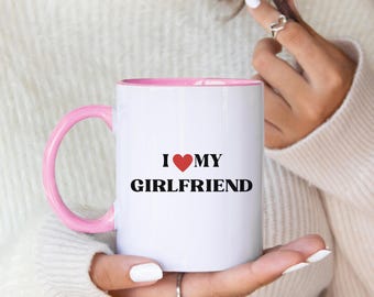 I love my boyfriend mug, Cute Romantic Gift Mug, Cute Ducks Mug, Girlfriend Boyfriend Gift, Artisan Handmade Coffee Cup, Romantic Gifts