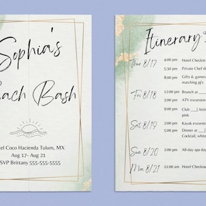 SIMPLE Bachelorette Itinerary | Bachelorette Planner | Editable Bachelorette Planner | Customizable Bachelorette Itinerary