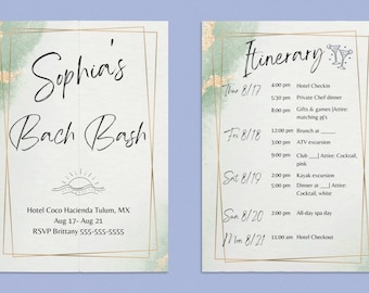 SIMPLE Bachelorette Itinerary | Bachelorette Planner | Editable Bachelorette Planner | Customizable Bachelorette Itinerary