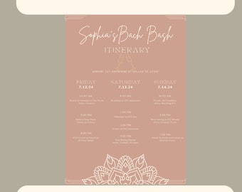 Bachelorette Itinerary Planner | One Page Bachelorette Planner | Editable Bachelorette Weekend Planner | Customizable Bachelorette Itinerary