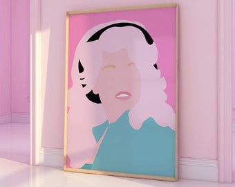 Dolly Parton Pink Illustration Print: A4 Gallery Wall Art