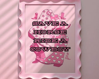 Pink Cowboy Boots Western Print: Cowgirl Wall Art