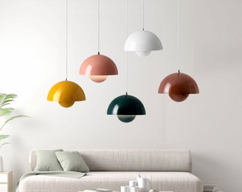 Modern Mushroom Hanging Lamp, Semi-circle Metal Pendant Light,Living Room Decor, Lightning Fixture Decor, Easter Home Decor, Kid Lamp Room