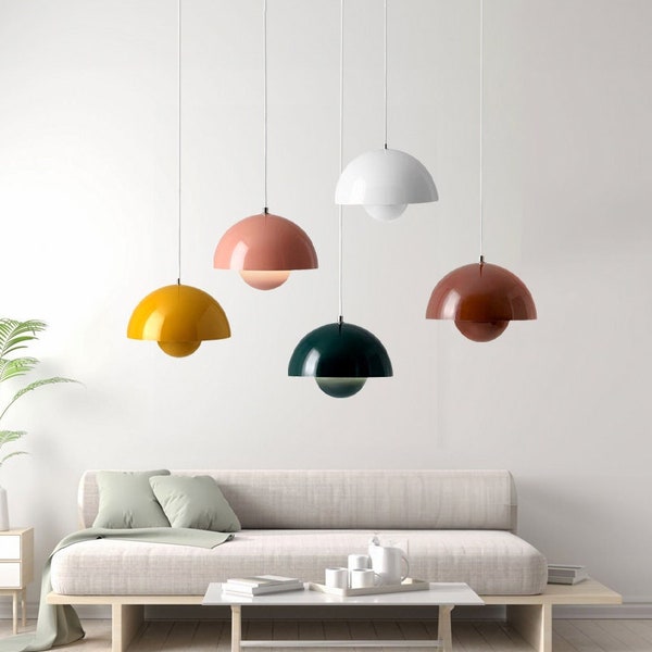 Modern Mushroom Hanging Lamp, Semi-circle Metal Pendant Light,Living Room Decor, Lightning Fixture Decor, Easter Home Decor, Kid Lamp Room