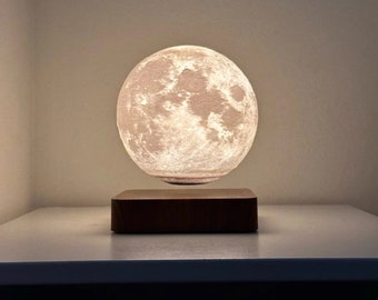 Levitating Moon Night Lamp,Unique Touch Switch,Magnetic Levitation Table Floating Lamp,Housewarming Gift Unique Kid Light,Bedroom Decor