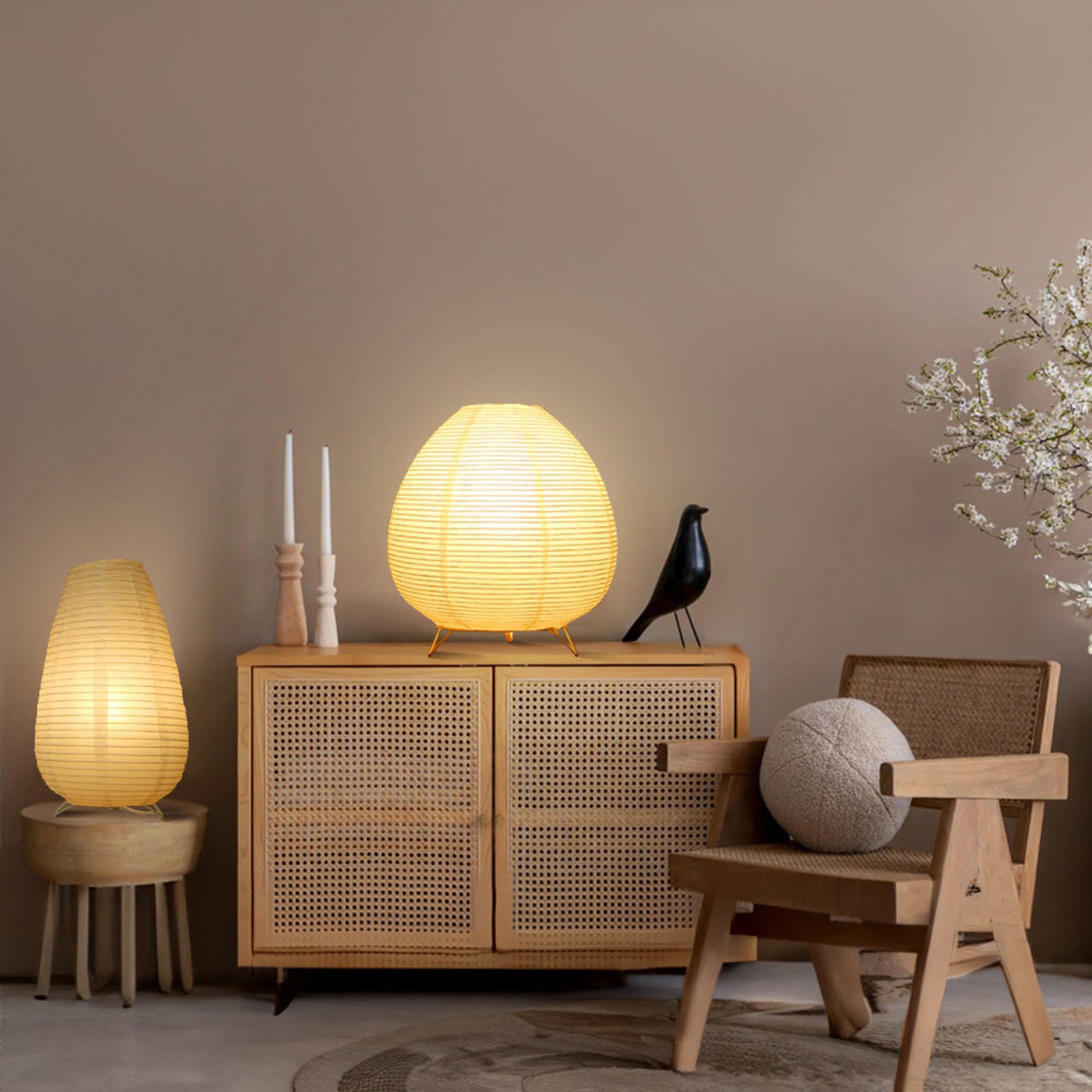 DIY Paper Lantern Table Lamp,modern Bedroom LED Night Lighting,nordic Paper Table Light,desktop