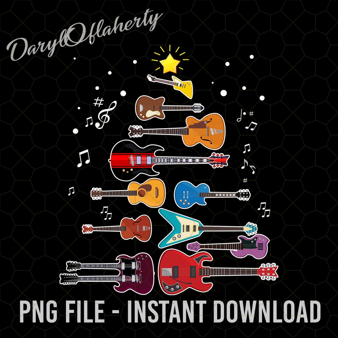 Merry Christmas Png, Guitar Christmas Tree Guitarist Christmas ...