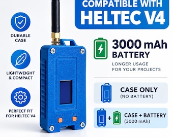 Boîtier Heltec LoRa V4 avec option GPS | Boîtier ABS pour ESP32-S3 et SX1262 | Compatible avec batterie LiPo 104060 3000 mAh | Couleur personnalisée