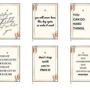 20 cartes de citations inspirantes Cartes d'affirmation imprimables Cartes de motivation numériques Petites cartes de correspondance inspirantes Tableau d'humeur Citation inspirante