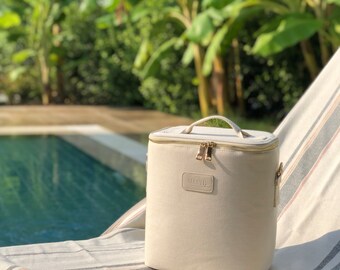 Set of Beige Cooler Bag & Turkish Cotton Beach Towel