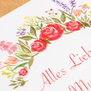 Muttertagskarte Blumenmotiv Alles Liebe zum Muttertag inkl. Umschlag Grußkarte Gratulation Geschenk Karte Blumen Kraftpapier Bild 4