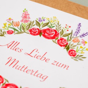 Muttertagskarte Blumenmotiv Alles Liebe zum Muttertag inkl. Umschlag Grußkarte Gratulation Geschenk Karte Blumen Kraftpapier Bild 5