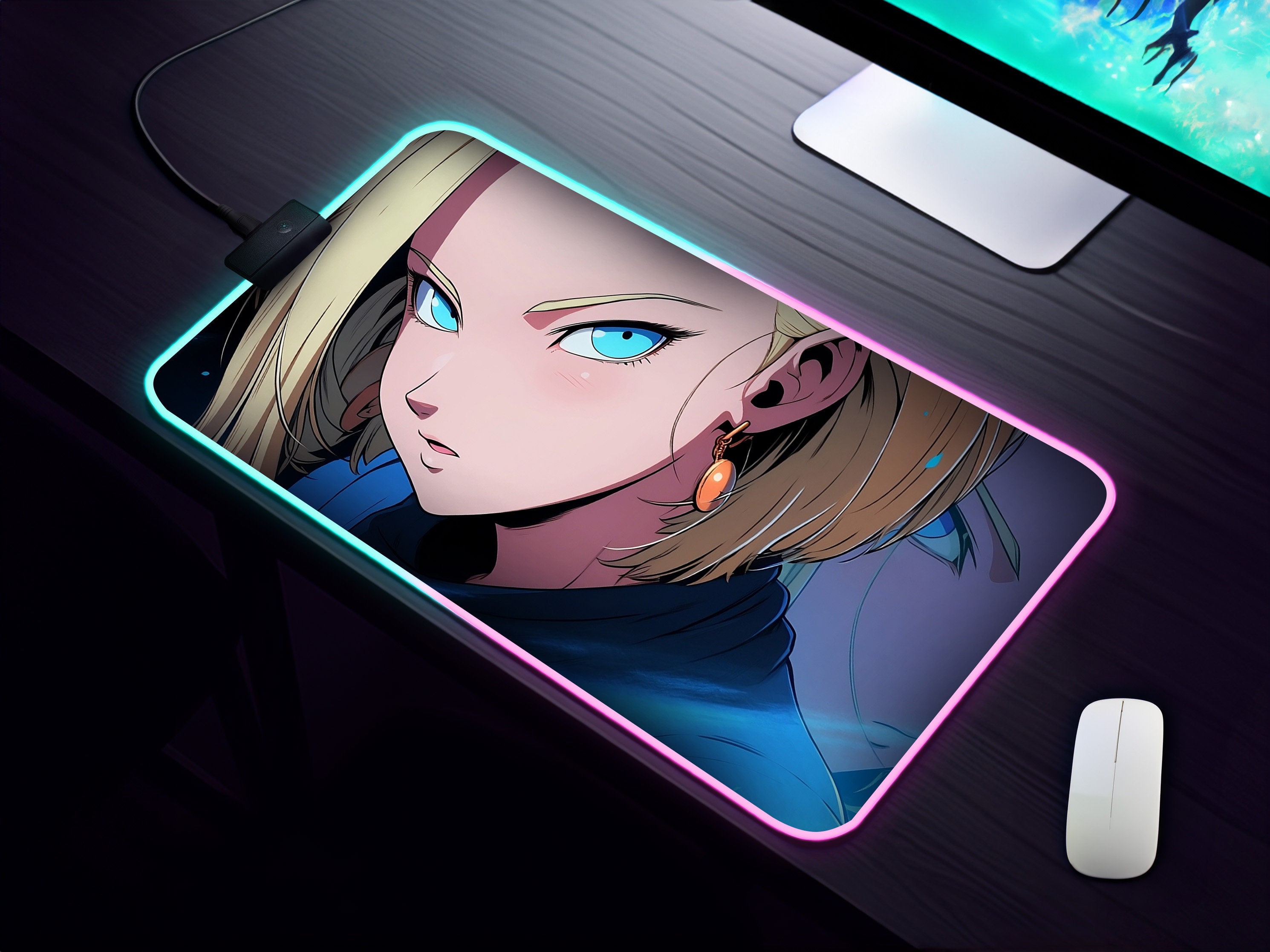Android 18 Dragonball Z Art RGB Desk Mat LED light sold by Stefano ...