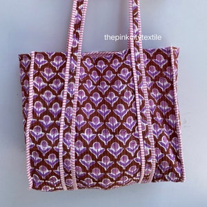 Indische Tote Bag Damenhandtasche New Style Tasche Baumwollstoff Tasche Gesteppte Tasche Block Print Baumwolltasche Einkaufstasche Geschenk für Sie