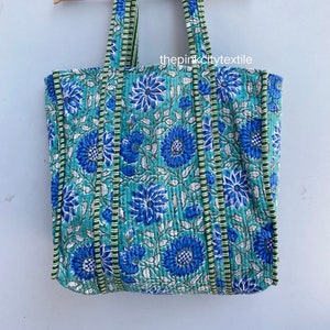 Indische Block Print Einkaufstasche Hand Made Einkaufstasche Block Print Baumwolltasche Gesteppte Baumwolltasche, Markt Handtasche Einkaufstasche, Tragetasche Geschenke !!