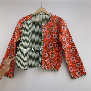 Indian Handmade Quilted Jacket Block Print Jacket Printed Indian Handmade Quilted Jacket Block Print Jacket Printed