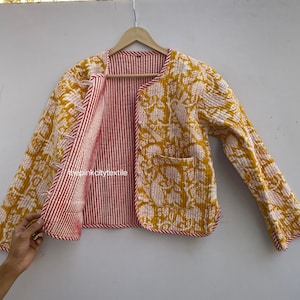 Indian Handmade Quilted Jacket Block Print Jacket Printed Indian Handmade Quilted Jacket Block Print Jacket Printed