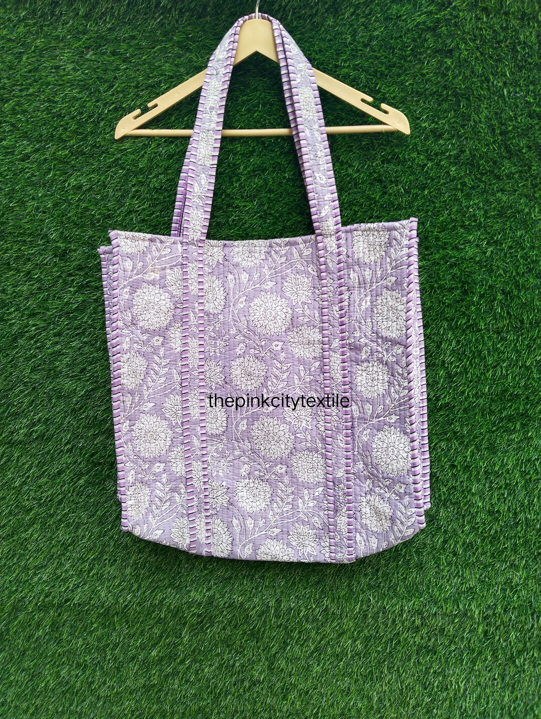 Cotton Block Print Tote Bag - Small | Handcrafted Eco-Friendly Indian Artisan Bag Blue Bird main image 0