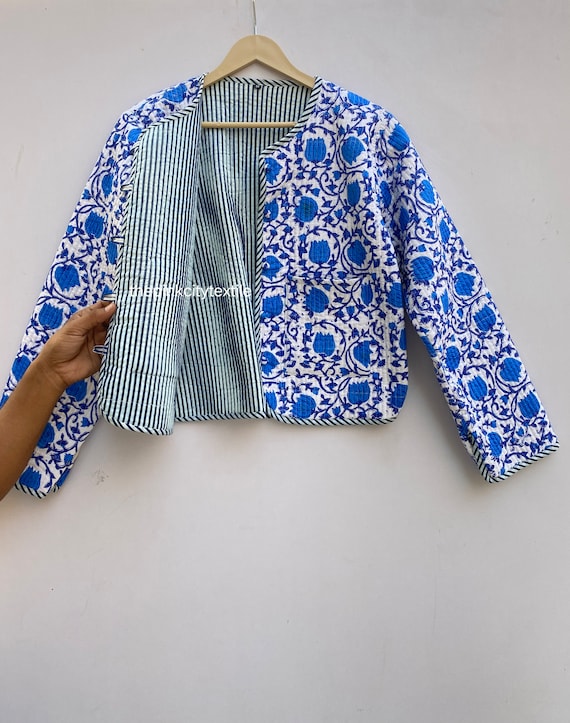 Indian Handmade Quilted Jacket Block Print Jacket Printed Indian Handmade Quilted Jacket Block Print Jacket Printed