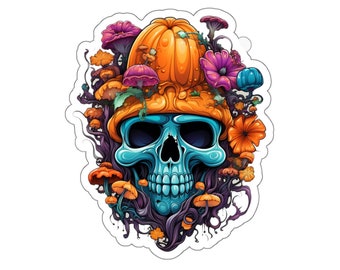 Neon Skull Mystery: Halloween Series with Pumpkins for Art Projects