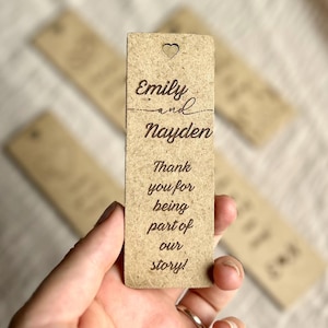 Personalized Wedding Bookmark / Custom Wooden Bookmark / Rustic Wedding Bookmark Favor / Place Cards / Wedding Favors / Custom Favors