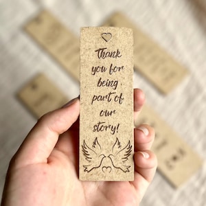 Rustic Wedding Bookmark Favor / Personalized Wooden Bookmark / Custom Wooden Bookmark / Place Cards / Wedding Favors / Bridal Shower Favors
