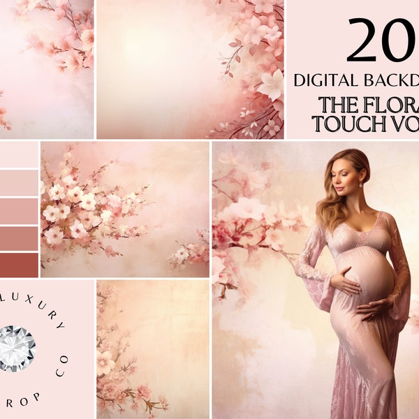 Textura de retrato de bellas artes florales, fondo digital de fotografía, edición de superposiciones de Photoshop, superposiciones de texturas de maternidad, superposición de fotos
